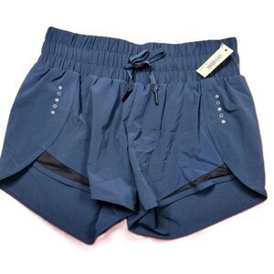 Core 10 Womens Running Shorts Blue XS Elastic Waist Drawstring Pocket Activewear